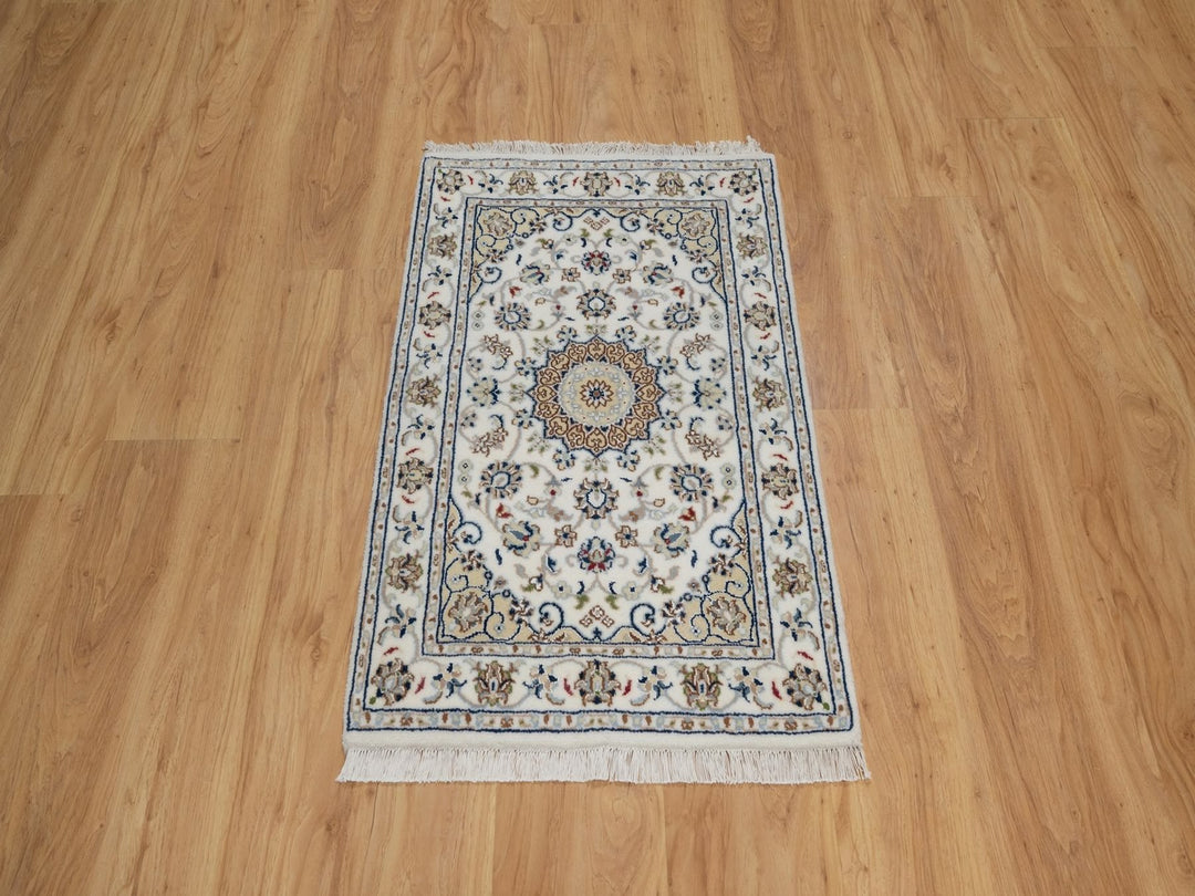 2'0" x 3'2" New Hand Knotted Ivory Wool & Silk Rectangle Oriental Rug - MOA10291540