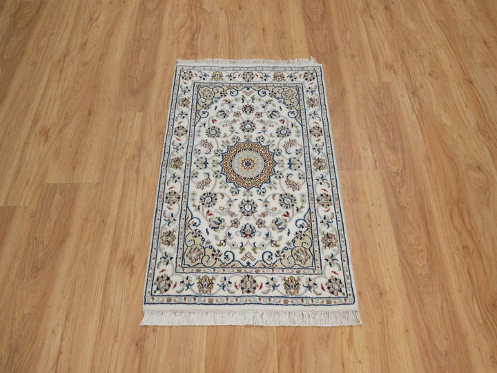 2'0" x 3'2" New Hand Knotted Ivory Wool & Silk Rectangle Oriental Rug - MOA10291540