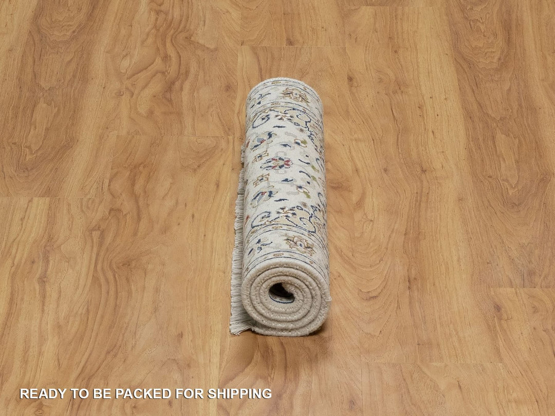 2'0" x 3'2" New Hand Knotted Ivory Wool & Silk Rectangle Oriental Rug - MOA10291540
