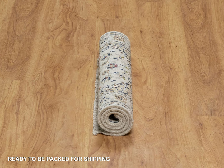 2'0" x 3'2" New Hand Knotted Ivory Wool & Silk Rectangle Oriental Rug - MOA10291540
