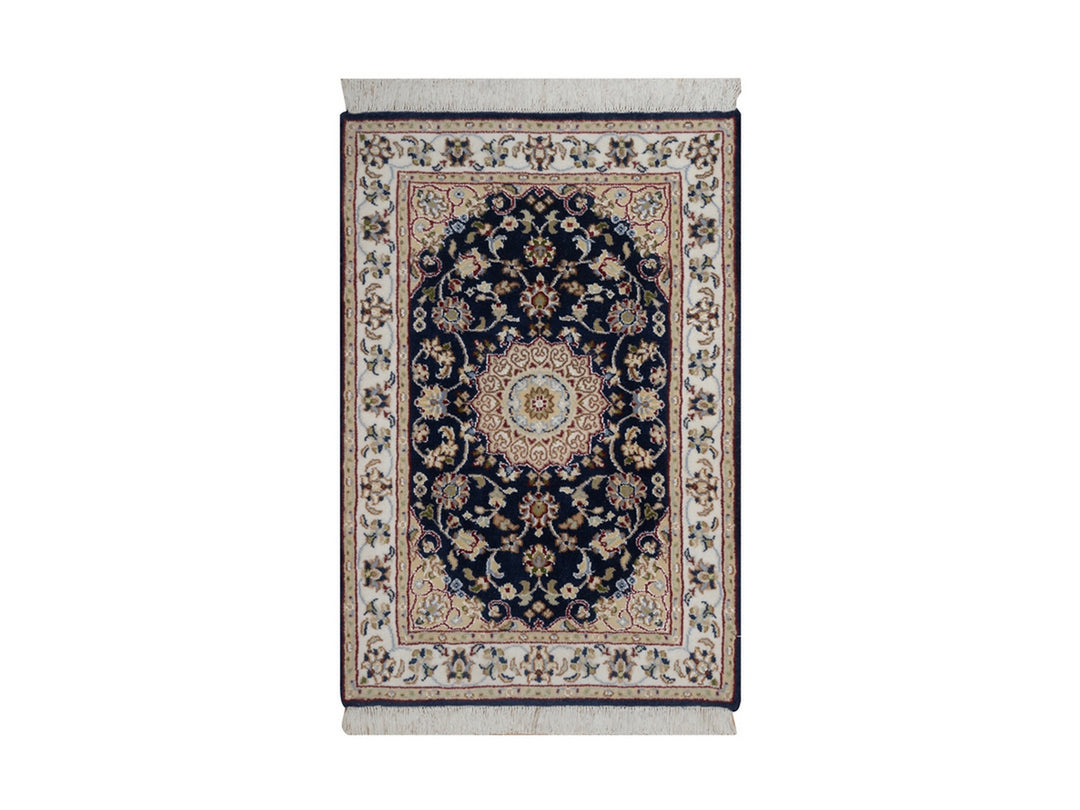 2'1" x 3'2" New Hand Knotted Blue Wool & Silk Rectangle Oriental Rug - MOA10291545