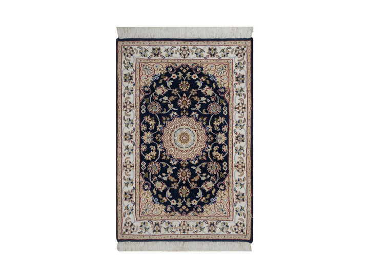 2'1" x 3'2" New Hand Knotted Blue Wool & Silk Rectangle Oriental Rug - MOA10291545