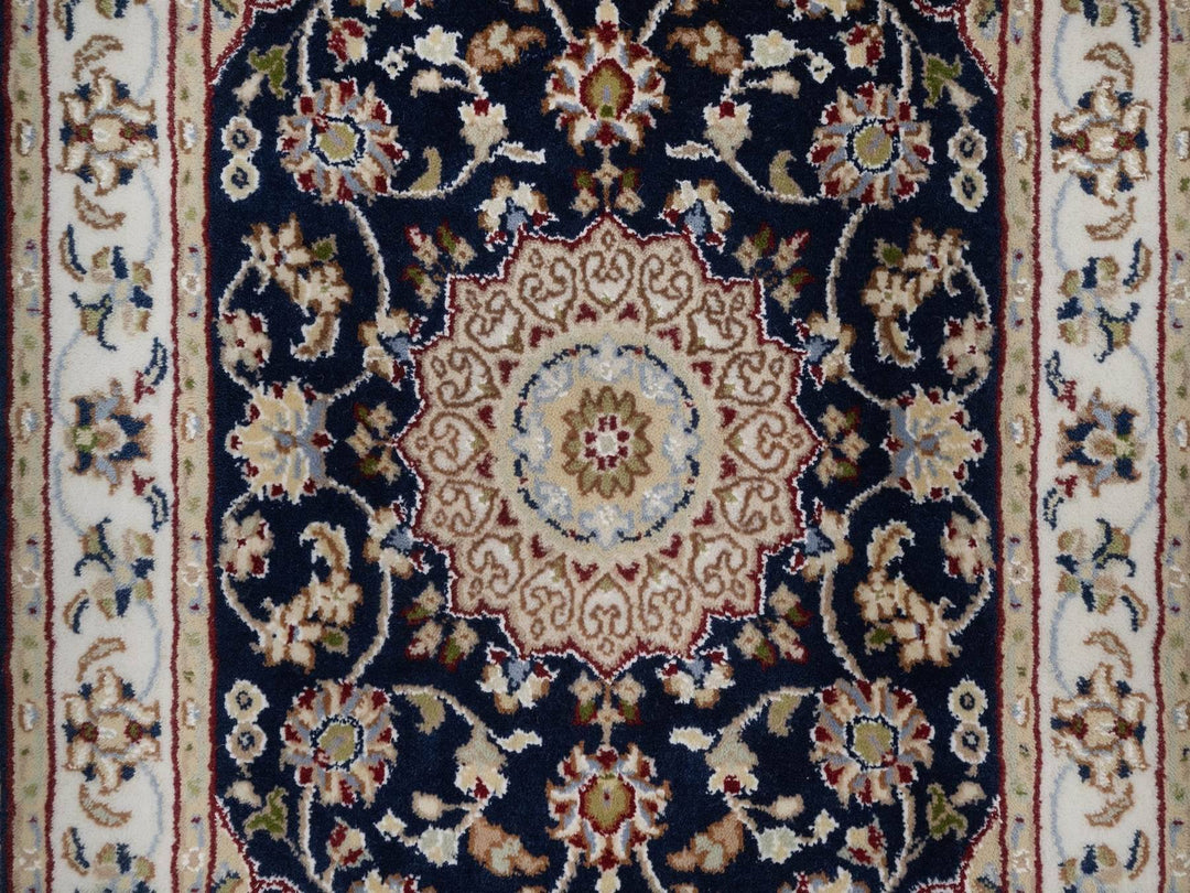 2'1" x 3'2" New Hand Knotted Blue Wool & Silk Rectangle Oriental Rug - MOA10291545