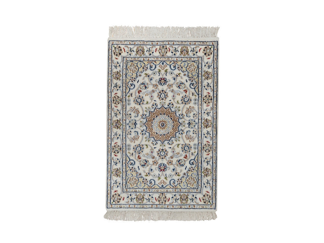 2'1" x 3'3" New Hand Knotted Ivory Wool & Silk Rectangle Oriental Rug - MOA10291546