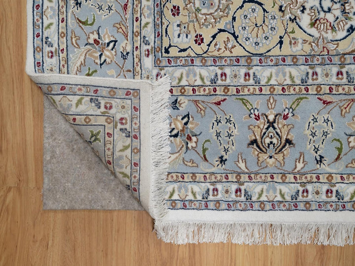 8'7" x 11'11" New Hand Knotted Ivory Wool & Silk Rectangle Oriental Rug - MOA10291547