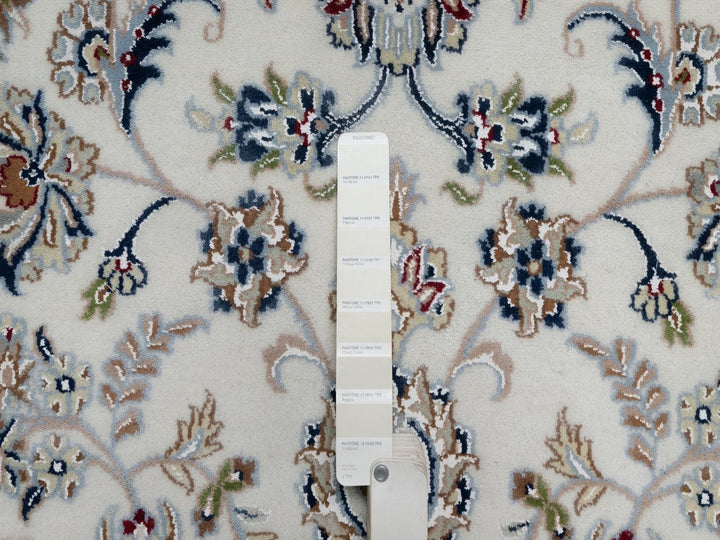 8'7" x 11'11" New Hand Knotted Ivory Wool & Silk Rectangle Oriental Rug - MOA10291547