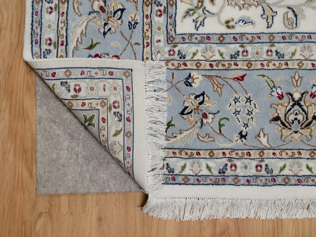 9'1" x 12'0" New Hand Knotted Ivory Wool & Silk Rectangle Oriental Rug - MOA10291549