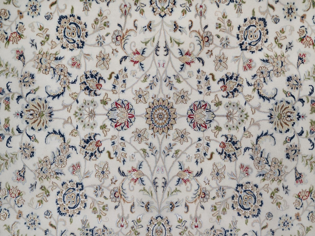 9'1" x 12'0" New Hand Knotted Ivory Wool & Silk Rectangle Oriental Rug - MOA10291549