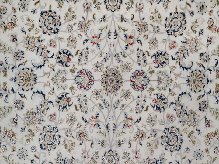 9'1" x 12'0" New Hand Knotted Ivory Wool & Silk Rectangle Oriental Rug - MOA10291549