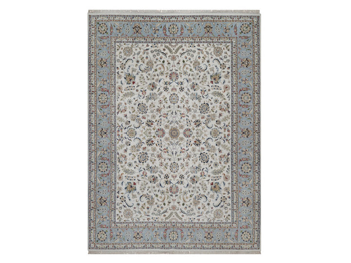 8'10" x 12'0" New Hand Knotted Ivory Wool & Silk Rectangle Oriental Rug - MOA10291551