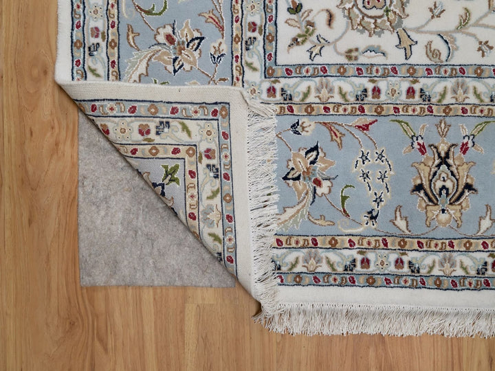 8'10" x 12'0" New Hand Knotted Ivory Wool & Silk Rectangle Oriental Rug - MOA10291551