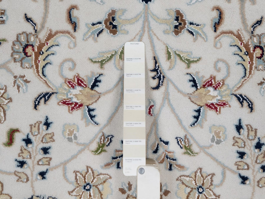 8'10" x 12'0" New Hand Knotted Ivory Wool & Silk Rectangle Oriental Rug - MOA10291551