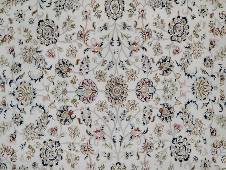 8'10" x 12'0" New Hand Knotted Ivory Wool & Silk Rectangle Oriental Rug - MOA10291551