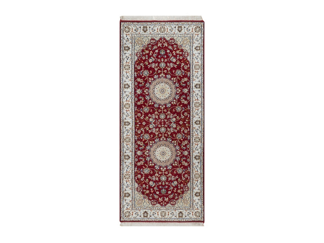 2'6" x 6'0" New Hand Knotted Red Wool & Silk Runner Oriental Rug - MOA10291552