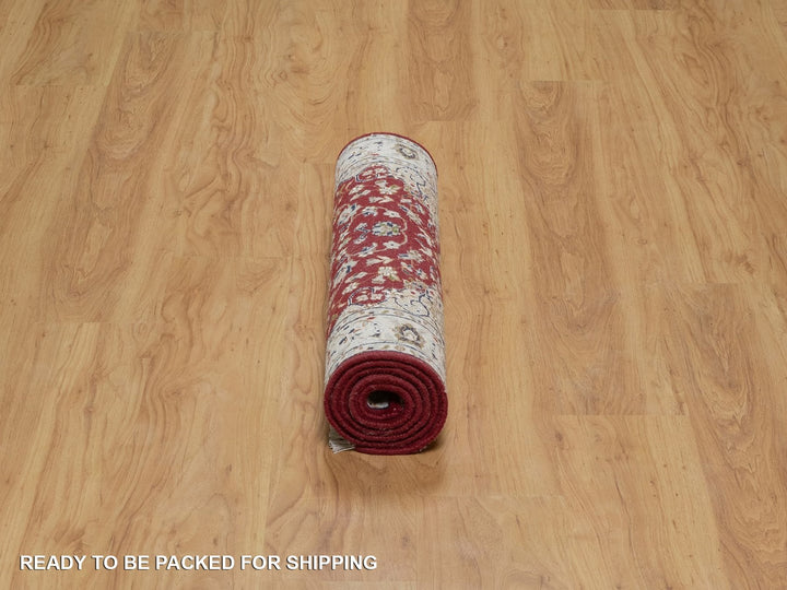 2'6" x 6'0" New Hand Knotted Red Wool & Silk Runner Oriental Rug - MOA10291552