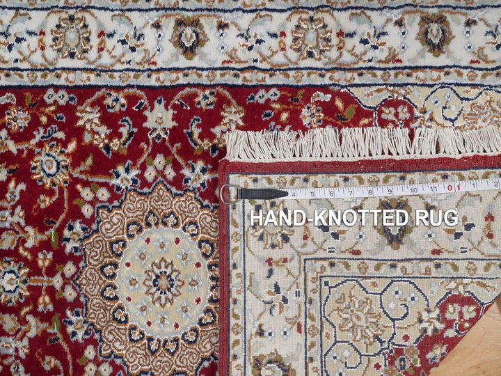 2'6" x 6'0" New Hand Knotted Red Wool & Silk Runner Oriental Rug - MOA10291552