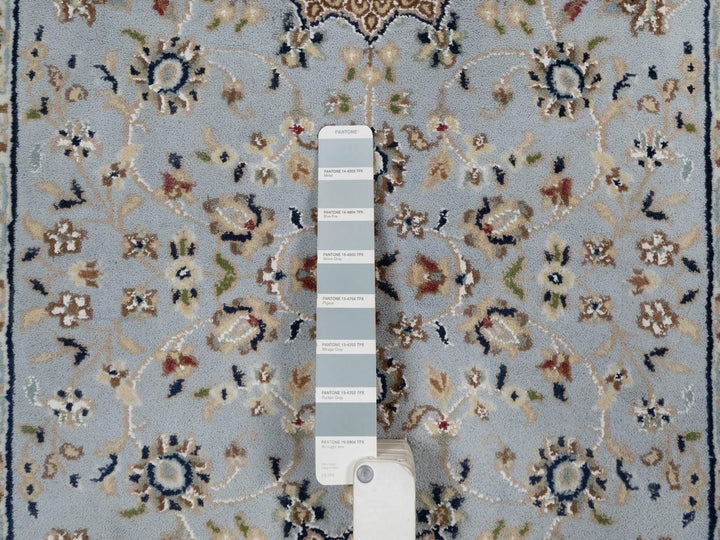 2'9" x 10'3" New Hand Knotted Blue Wool & Silk Runner Oriental Rug - MOA10291553