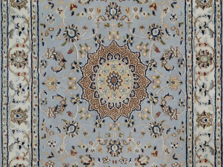 2'9" x 10'3" New Hand Knotted Blue Wool & Silk Runner Oriental Rug - MOA10291553