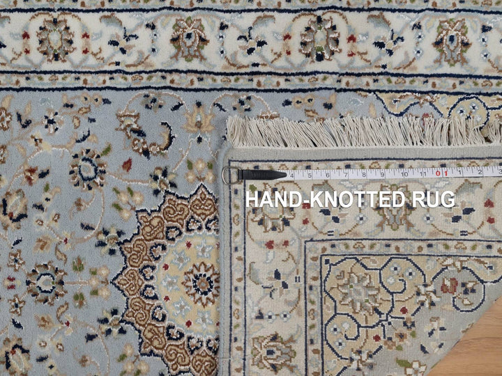 2'9" x 10'3" New Hand Knotted Blue Wool & Silk Runner Oriental Rug - MOA10291553