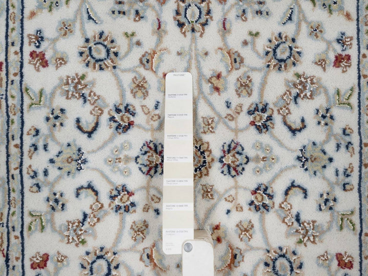 2'8" x 10'2" New Hand Knotted Ivory Wool & Silk Runner Oriental Rug - MOA10291558