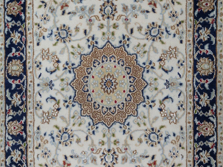2'8" x 10'3" New Hand Knotted Ivory Wool & Silk Runner Oriental Rug - MOA10291559