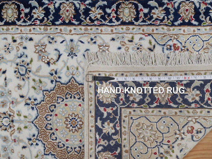2'8" x 10'3" New Hand Knotted Ivory Wool & Silk Runner Oriental Rug - MOA10291559