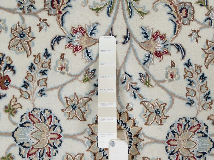 6'0" x 6'0" New Hand Knotted Ivory Wool & Silk Round Oriental Rug - MOA10291562