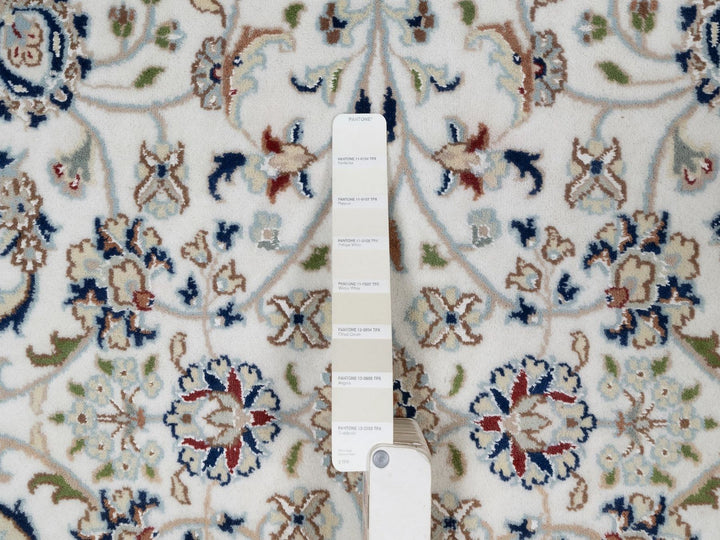 5'2" x 5'2" New Hand Knotted Ivory Wool & Silk Round Oriental Rug - MOA10291564