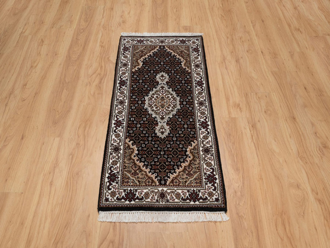 2'0" x 4'2" New Hand Knotted Black Wool Rectangle Oriental Rug - MOA10291568