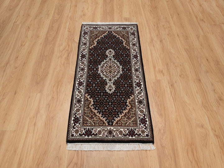 2'0" x 4'2" New Hand Knotted Black Wool Rectangle Oriental Rug - MOA10291568