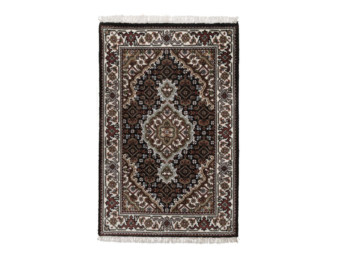 2'0" x 3'1" New Hand Knotted Black Wool Rectangle Oriental Rug - MOA10291571