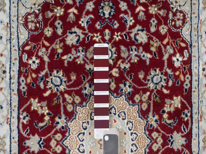 2'6" x 4'1" New Hand Knotted Red Wool & Silk Rectangle Oriental Rug - MOA10291572