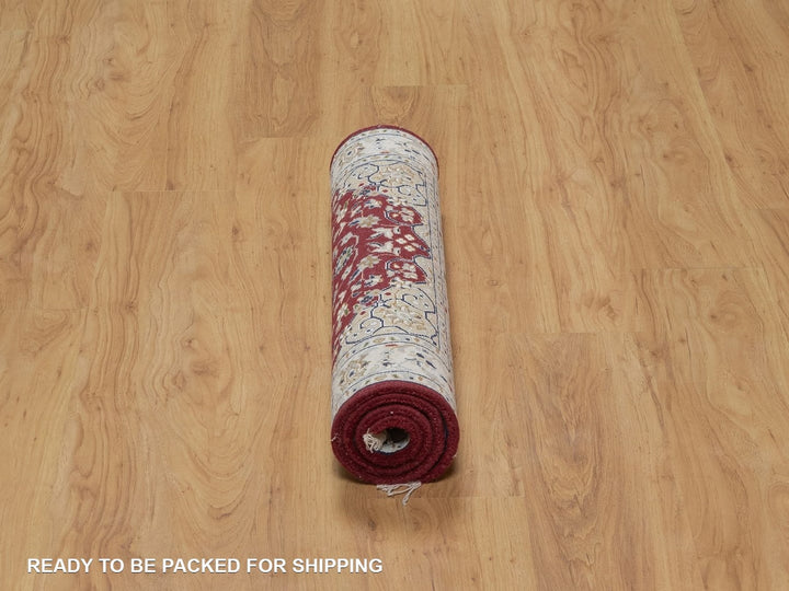 2'6" x 4'1" New Hand Knotted Red Wool & Silk Rectangle Oriental Rug - MOA10291572