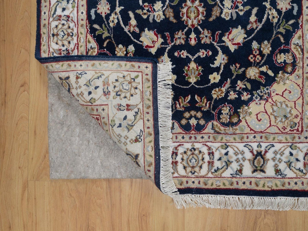 3'1" x 5'2" New Hand Knotted Blue Wool & Silk Rectangle Oriental Rug - MOA10291574