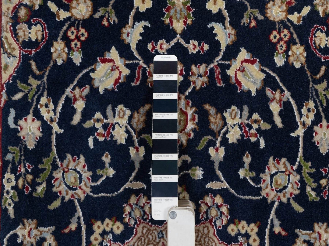 3'1" x 5'2" New Hand Knotted Blue Wool & Silk Rectangle Oriental Rug - MOA10291574