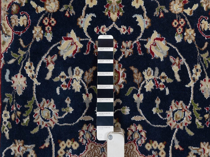 3'1" x 5'2" New Hand Knotted Blue Wool & Silk Rectangle Oriental Rug - MOA10291574