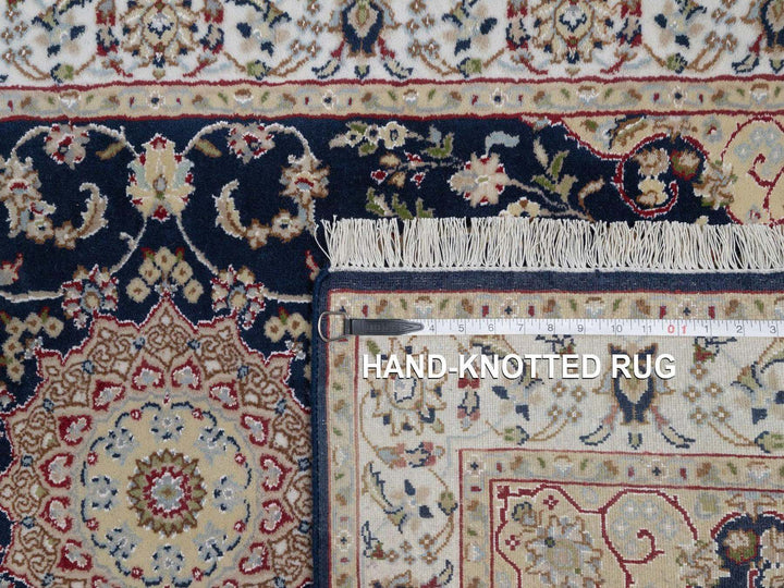 3'1" x 5'2" New Hand Knotted Blue Wool & Silk Rectangle Oriental Rug - MOA10291574