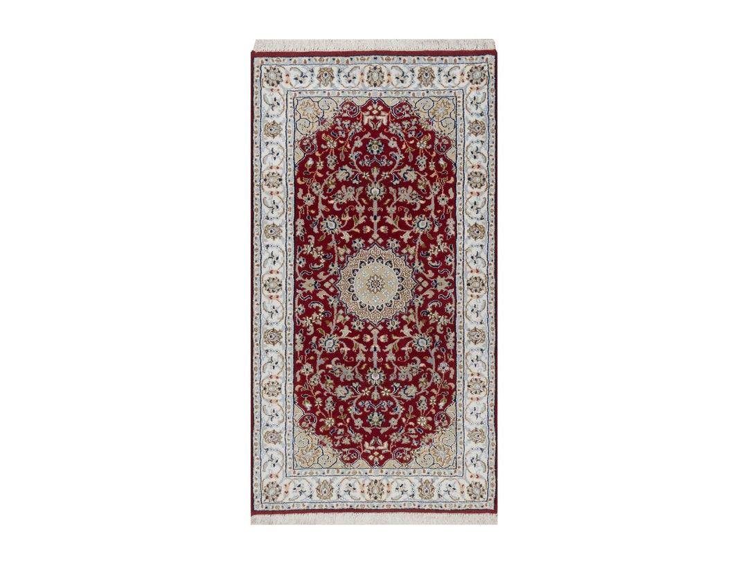 2'6" x 4'9" New Hand Knotted Red Wool & Silk Rectangle Oriental Rug - MOA10291576