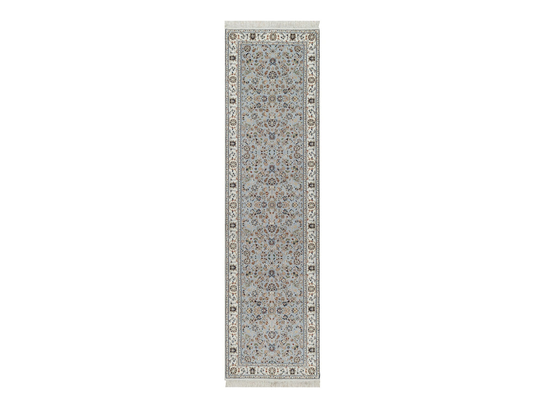 2'8" x 10'1" New Hand Knotted Blue Wool & Silk Runner Oriental Rug - MOA10291577