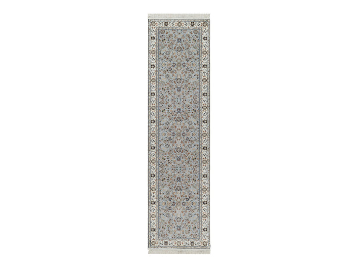 2'8" x 10'1" New Hand Knotted Blue Wool & Silk Runner Oriental Rug - MOA10291577