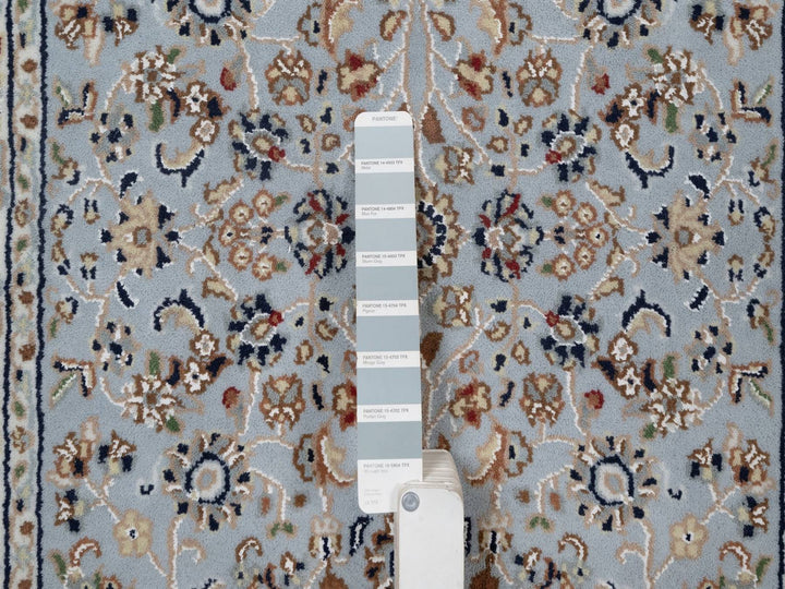 2'8" x 10'1" New Hand Knotted Blue Wool & Silk Runner Oriental Rug - MOA10291577