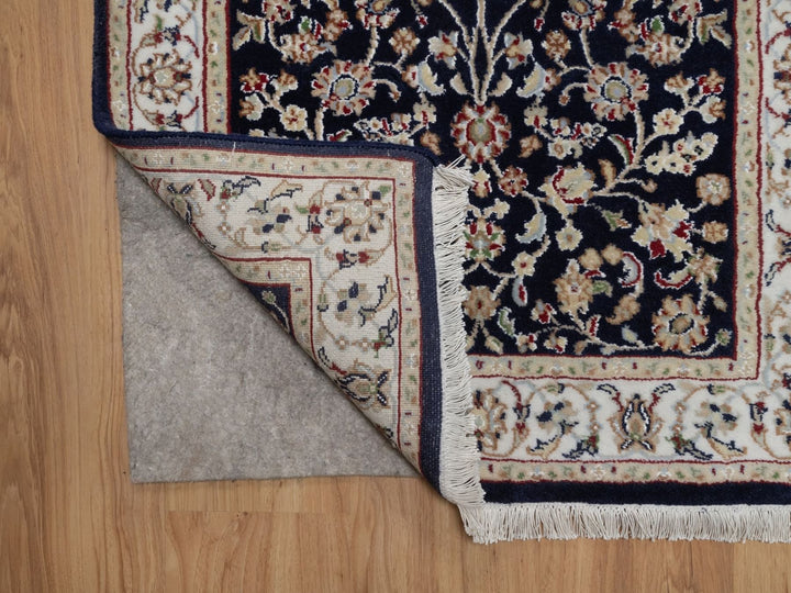 2'7" x 6'4" New Hand Knotted Blue Wool & Silk Runner Oriental Rug - MOA10291578