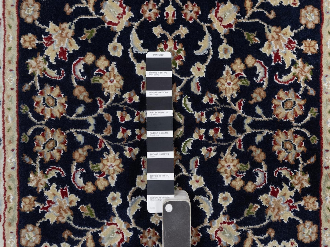 2'7" x 6'4" New Hand Knotted Blue Wool & Silk Runner Oriental Rug - MOA10291578