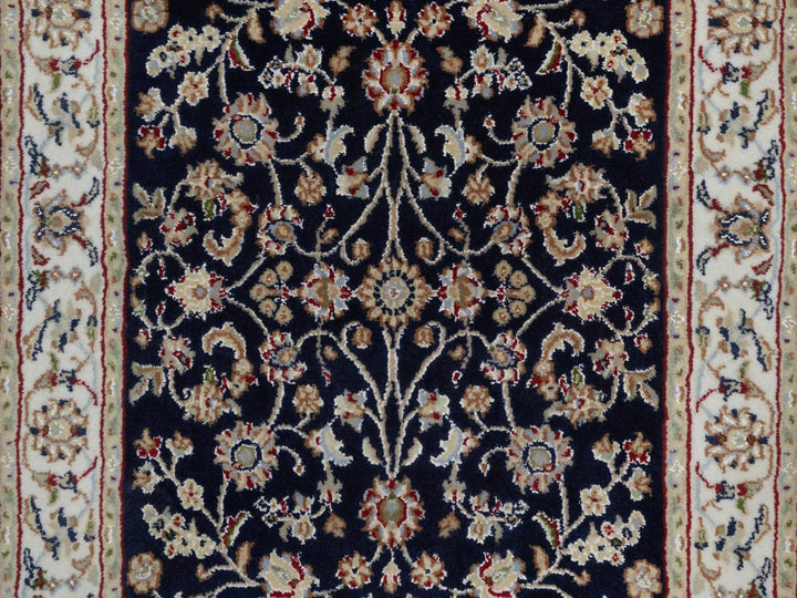 2'7" x 6'4" New Hand Knotted Blue Wool & Silk Runner Oriental Rug - MOA10291578
