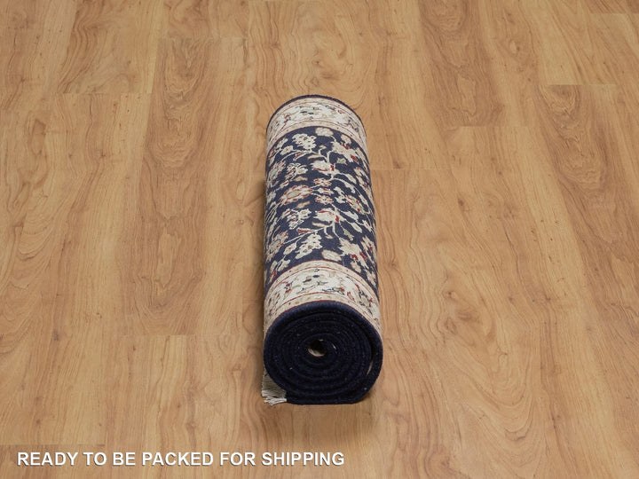 2'7" x 6'4" New Hand Knotted Blue Wool & Silk Runner Oriental Rug - MOA10291578