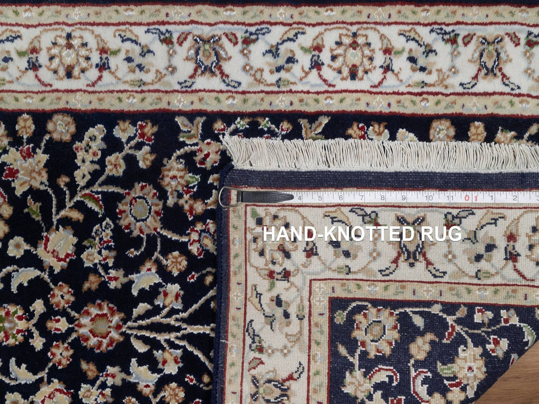2'7" x 6'4" New Hand Knotted Blue Wool & Silk Runner Oriental Rug - MOA10291578