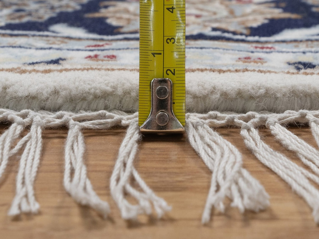6'2" x 6'2" New Hand Knotted Ivory Wool & Silk Round Oriental Rug - MOA10291581