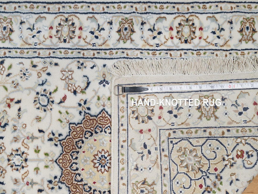 2'7" x 8'0" New Hand Knotted Ivory Wool & Silk Runner Oriental Rug - MOA10291584
