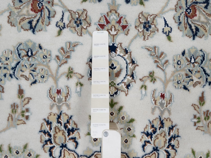 6'0" x 9'0" New Hand Knotted Ivory Wool & Silk Rectangle Oriental Rug - MOA10291586
