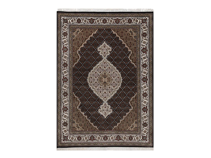 5'0" x 7'0" New Hand Knotted Black Wool Rectangle Oriental Rug - MOA10291587